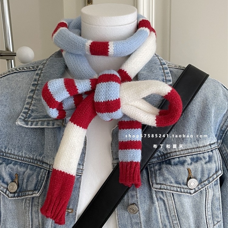 Dugi šal od vunene smjese, warp-knitting tkanje, color-block prugasti uzorak, održava toplinu zimi.