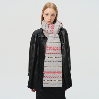 Akrilni jacquard šal s retro Fair Isle uzorkom, pleteni, za zimu