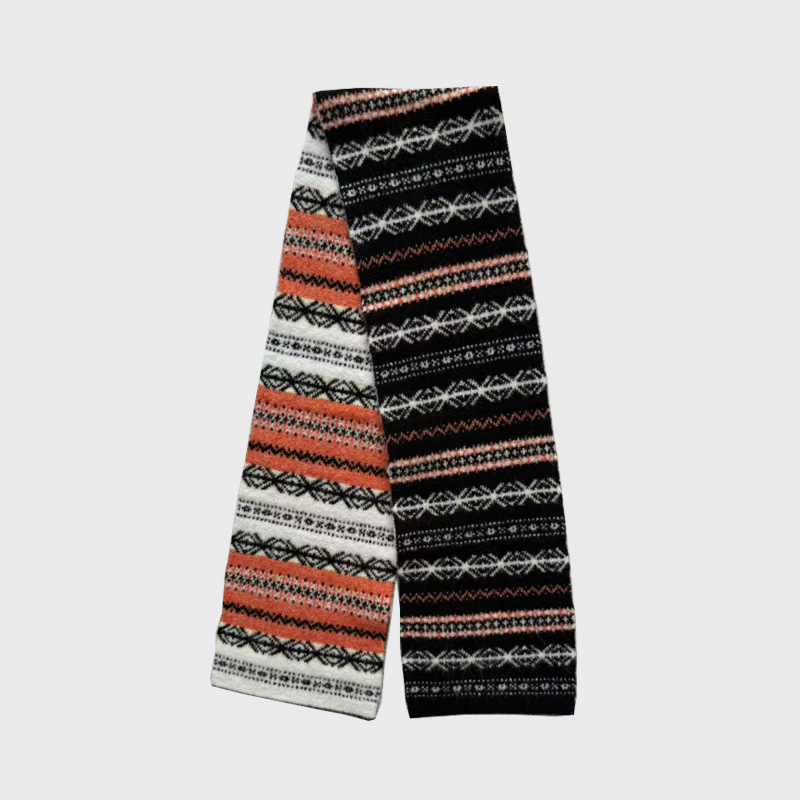 Akrilni jacquard šal s retro Fair Isle uzorkom, pleteni, za zimu