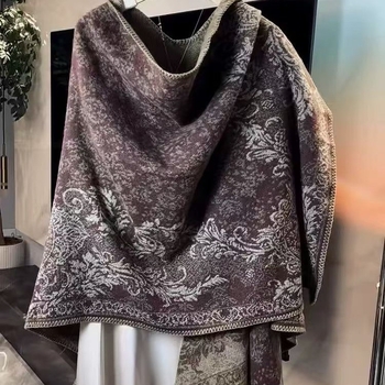 Ženski pleteni plašt-šal - poliester, warp pletenje, geometrijski uzor, tie-dye završna obrada, sve sezone stil
