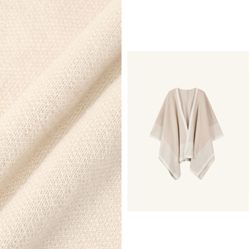 Ženski pleteni šal s blok dizajnom boja, oversized i opuštenog kroja, poliester warp pletena jacquard tkanina, jednobojan