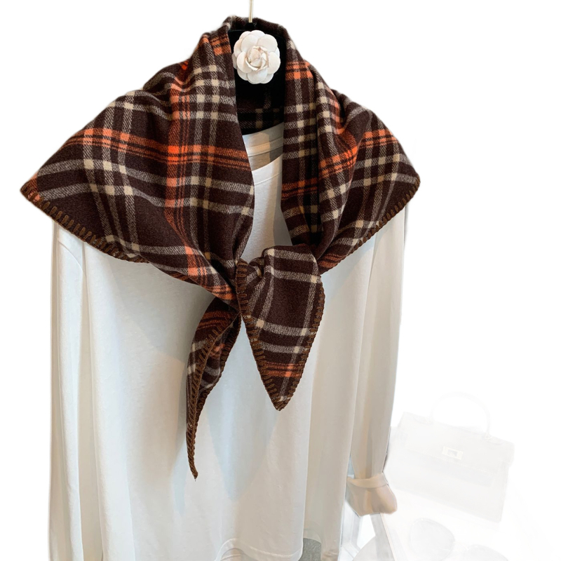 Șal triangular din lână amestec, țesătură satină, menține căldura, accesoriu de iarnă.