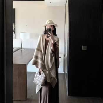 Pleteni šal-kardigan - Unisex, Mrežasti uzorak, Imitacija kašmira (Sezona: Zima, Proljeće, Jesen; Širina: 160 cm; Pletenje: Warp Knit)