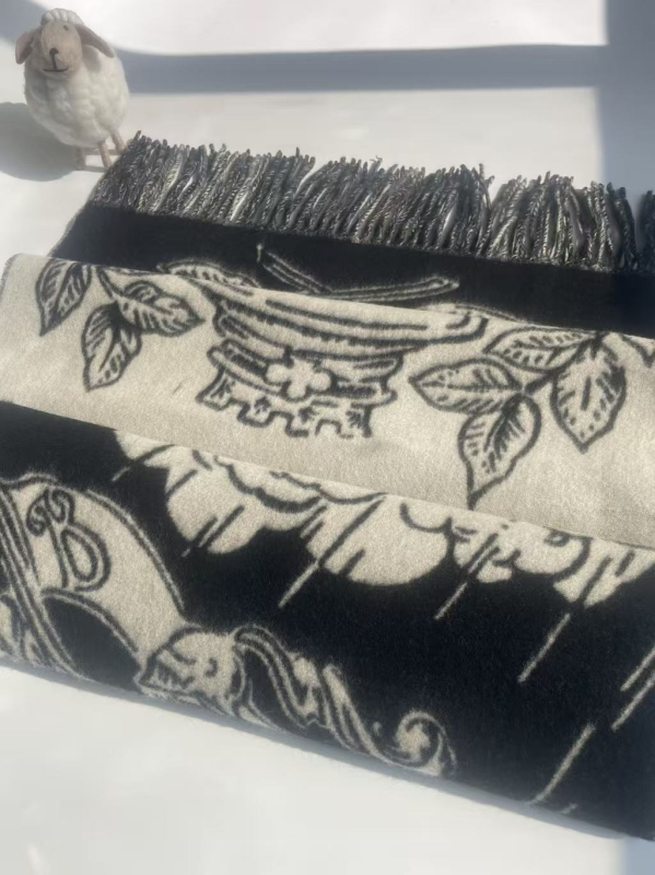 Vuneni šal od kašmira, dvostrani, twill jacquard tkanina, za toplinu