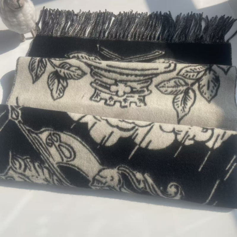 Vuneni šal od kašmira, dvostrani, twill jacquard tkanina, za toplinu