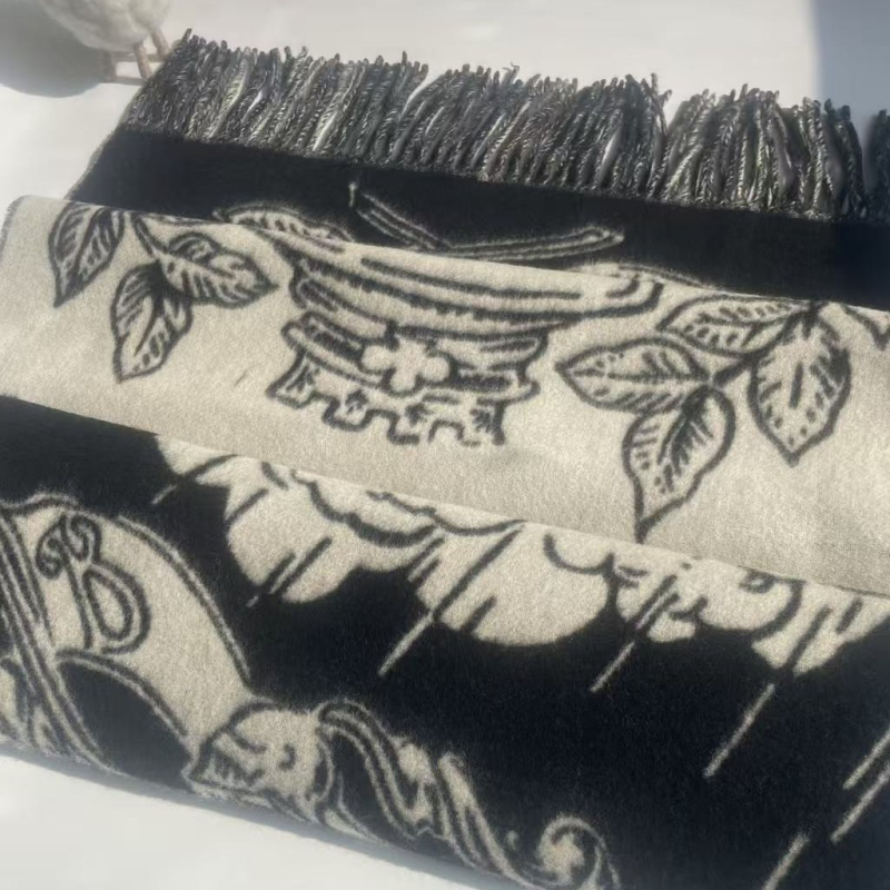 Vuneni šal od kašmira, dvostrani, twill jacquard tkanina, za toplinu