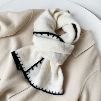 Női gyapjú kötött sál – egyszerű szövés, melegen tart, tél, irodalmi retro stílus