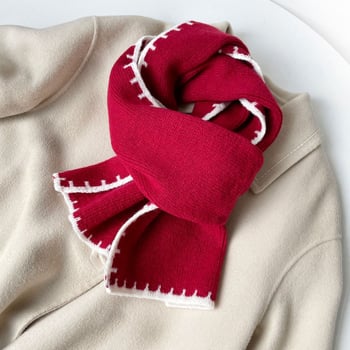 Női gyapjú kötött sál – egyszerű szövés, melegen tart, tél, irodalmi retro stílus