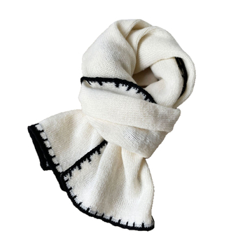 Női gyapjú kötött sál – egyszerű szövés, melegen tart, tél, irodalmi retro stílus