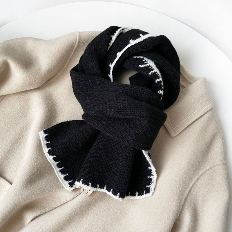 Női gyapjú kötött sál – egyszerű szövés, melegen tart, tél, irodalmi retro stílus