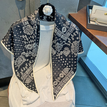 Șal triunghiular din poliester, model floral, warp knit, stil retro etno, protecție solară, pentru vară, primăvară și toamnă