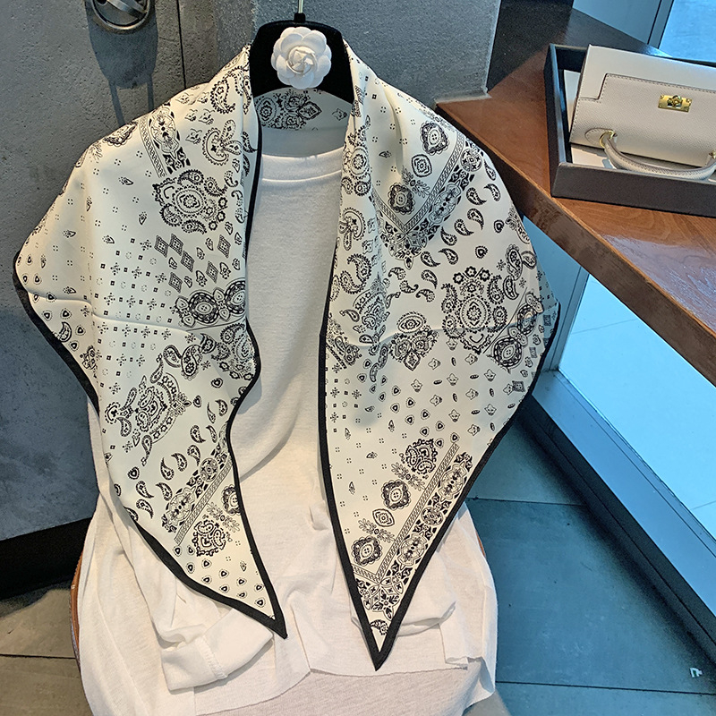 Șal triunghiular din poliester, model floral, warp knit, stil retro etno, protecție solară, pentru vară, primăvară și toamnă