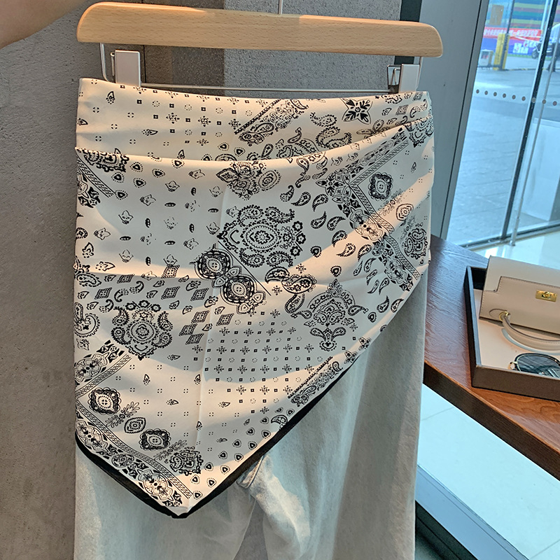 Șal triunghiular din poliester, model floral, warp knit, stil retro etno, protecție solară, pentru vară, primăvară și toamnă