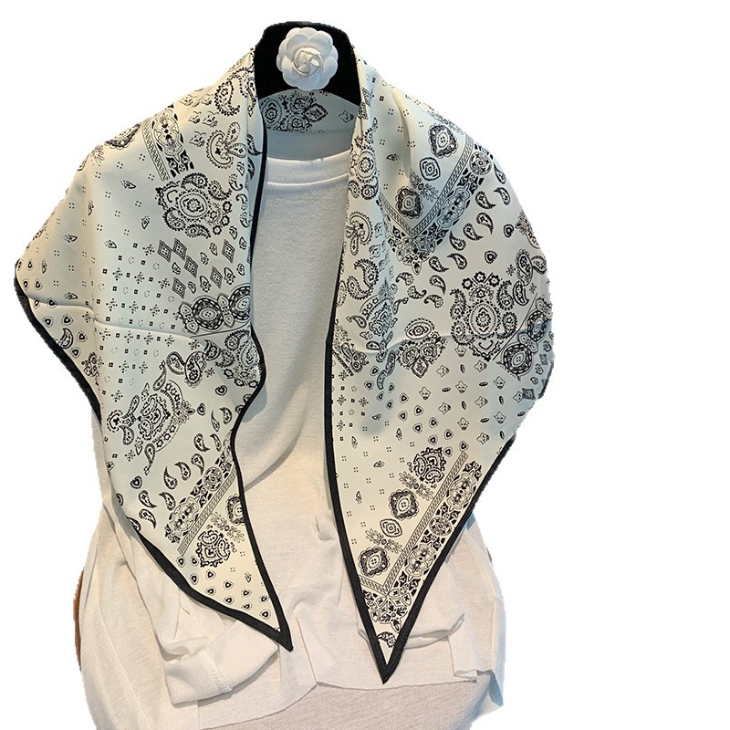 Șal triunghiular din poliester, model floral, warp knit, stil retro etno, protecție solară, pentru vară, primăvară și toamnă