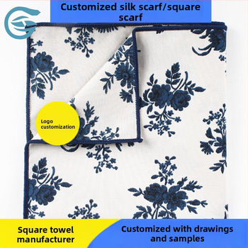 Kokvilnas kvadrātšalle - ziedu raksts, Warp knitting, drukāšana, pielāgojama