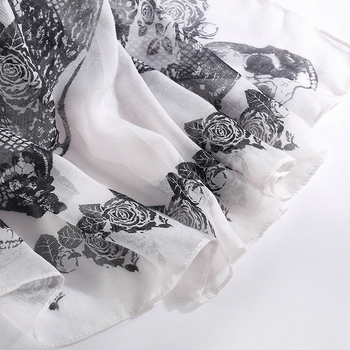 Квадратен шал с печат на череп, Bali прежда, твил тъкан, ретро стил