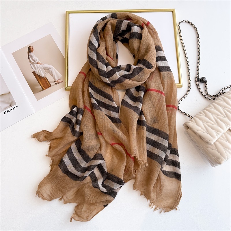 Șal din lână cu carouri, ușor, tie-dye, vară