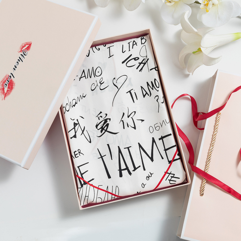 Poklon za Valentinovo: ručno izrađeni kvadratni šal od simulirane svile, twill tkanina, otisnut dizajn, Porijeklo Zhejiang