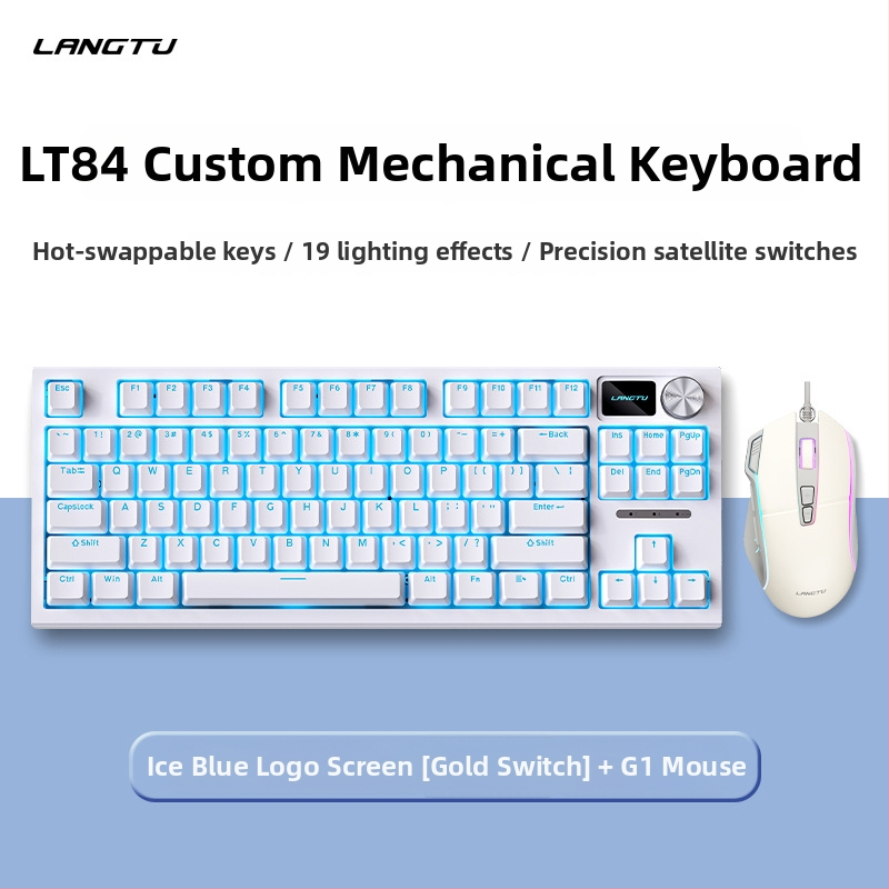 LT84 prispôsobený káblový mechanický klávesnicový a myšový set pre kanceláriu, hry a Esports, USB pripojenie