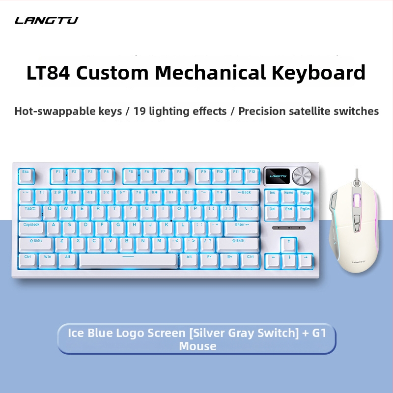 LT84 prispôsobený káblový mechanický klávesnicový a myšový set pre kanceláriu, hry a Esports, USB pripojenie