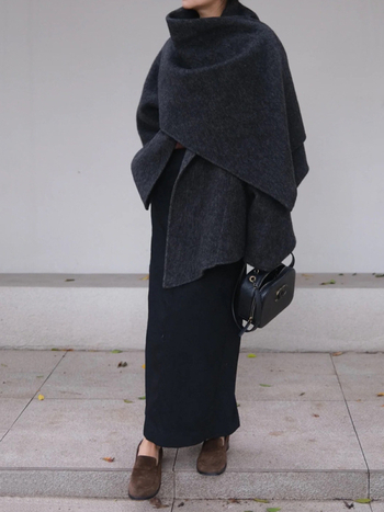 Ženski dvostruki vuneni kaput s yak vunom, srednja duljina, šalni ovratnik, ručno šiven