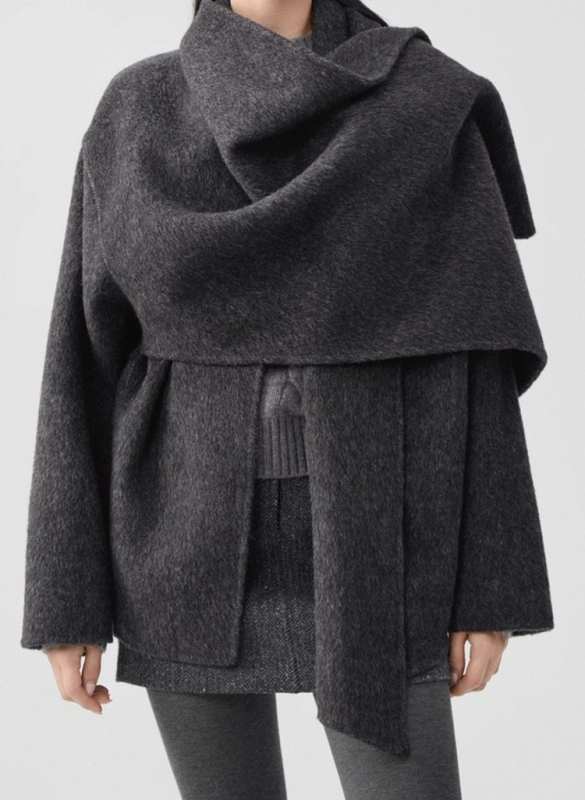 Ženski dvostruki vuneni kaput s yak vunom, srednja duljina, šalni ovratnik, ručno šiven