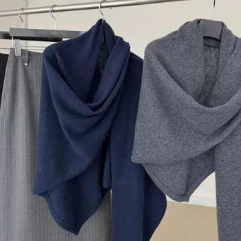 Vuneni oversize trokutasti šal za žene, elegantan stil gospođe, jednobojni uzorak, pleteni warp tehnikom, održava toplinu