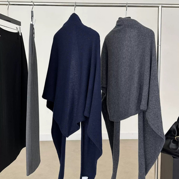 Vuneni oversize trokutasti šal za žene, elegantan stil gospođe, jednobojni uzorak, pleteni warp tehnikom, održava toplinu