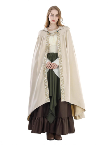 Ženska pelerina za scenu u renesansnom stilu, rubnim trakama, flanelna smjesa, poliester 30–50%, Zima 2025, dob 18–24