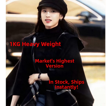 Moteriška kašmyro kapucėta šalikas su langelių raštu, džakardo audinys, 120 cm plotis, Europos‑Amerikos gatvės stilius