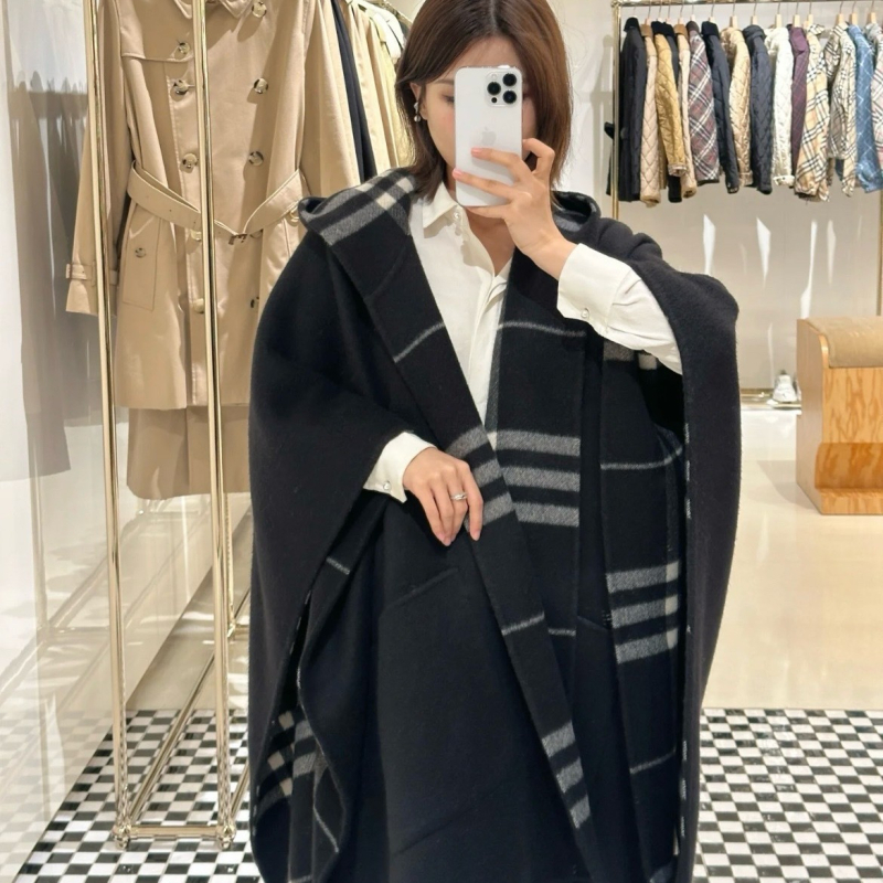 Moteriška kašmyro kapucėta šalikas su langelių raštu, džakardo audinys, 120 cm plotis, Europos‑Amerikos gatvės stilius