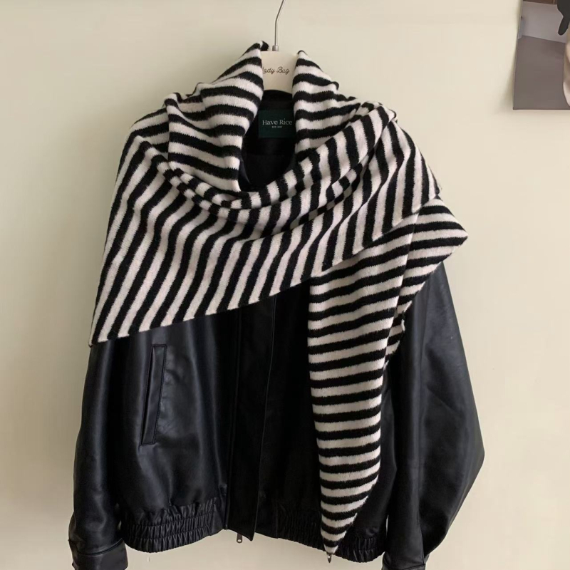 Šal: vuna, pruge, Warp-knit, topao, Tie-dye