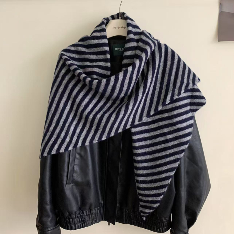 Šal: vuna, pruge, Warp-knit, topao, Tie-dye