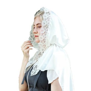 Gobtuvinė pelerina iš satino su siuvinėjimu — poliesteris, vientisas raštas, siuvinėta, saulės skydas, etninio stiliaus