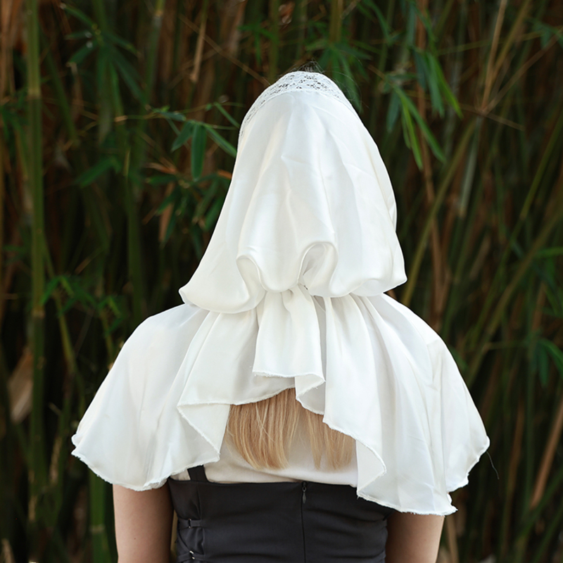 Gobtuvinė pelerina iš satino su siuvinėjimu — poliesteris, vientisas raštas, siuvinėta, saulės skydas, etninio stiliaus