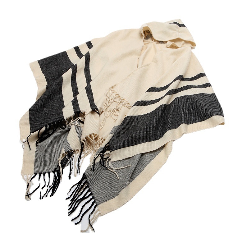 Pulover kaput od imitacije kašmira, geometrijski uzorak, pleteni, toplo, tie-dye završna obrada