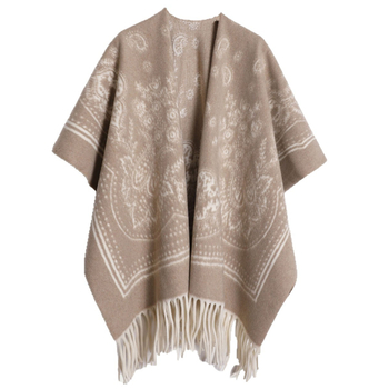 Cape Shawl Jacket jacquard, retro etno stil, poliester, warp knitting, održava toplinu
