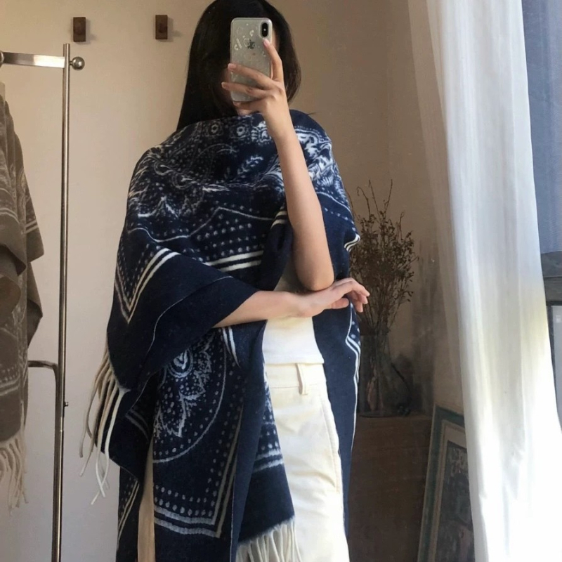Cape Shawl Jacket jacquard, retro etno stil, poliester, warp knitting, održava toplinu
