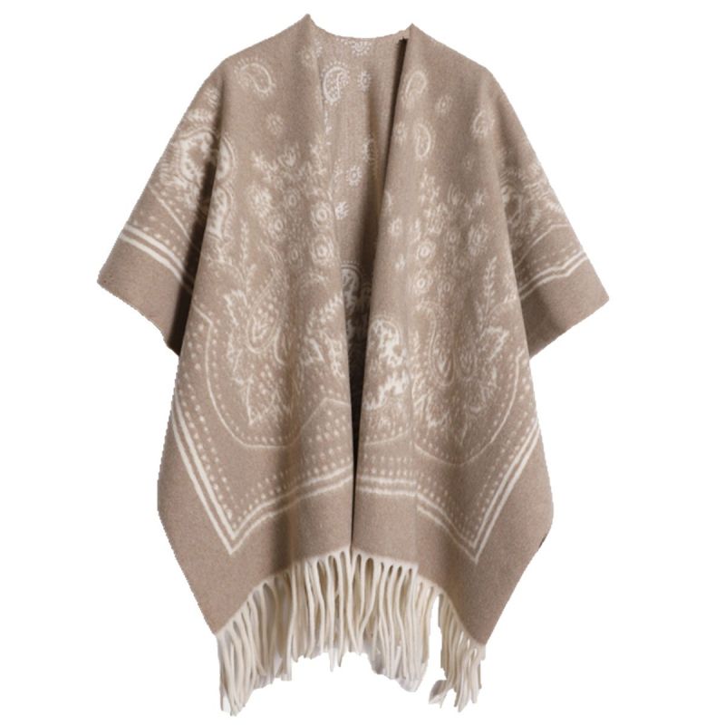 Cape Shawl Jacket jacquard, retro etno stil, poliester, warp knitting, održava toplinu