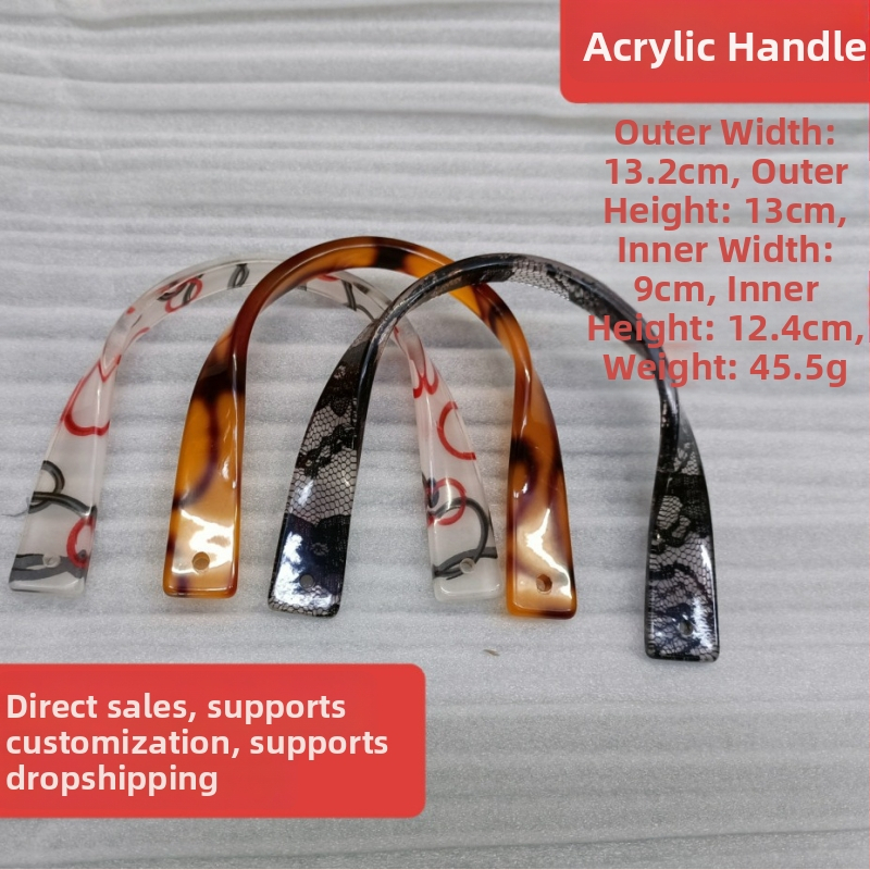 Akrila somas rokturis ar U formas savītu dizainu (Zīmols: Hiro Mori; Materiāls: Akrils; Sezona: Vasaras 2024; Funkcija: kravas samazināšana)