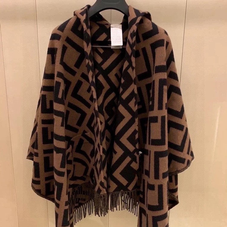 Dvostrani vuneni šal s jacquardom – mrežasti uzorak, održava toplinu za jesen, zimu i proljeće, za žene