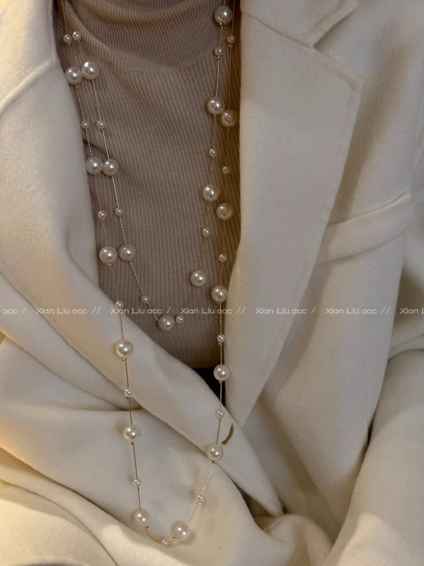 Višeslojna ogrlica od bisera, elektroplirano, Luoyue Jewelry, japansko-korejski stil, za žene, težina oko 23 g