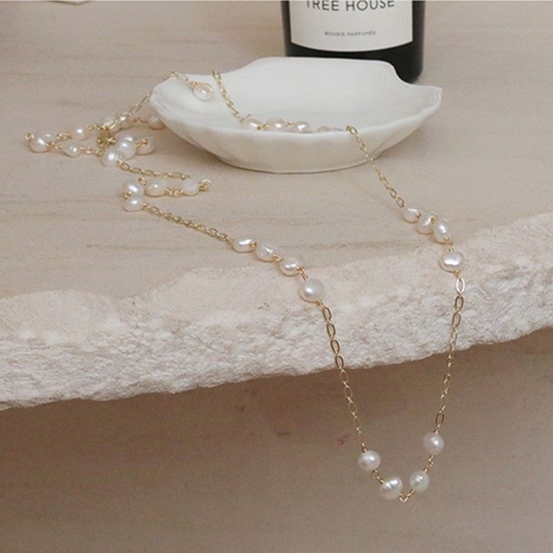 Višeslojna ogrlica od bisera, elektroplirano, Luoyue Jewelry, japansko-korejski stil, za žene, težina oko 23 g