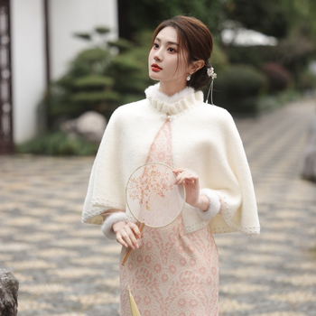 Пелерина шал, имитационен кашмир, едноцветен, модерен стил, топло за зима/есен/пролет