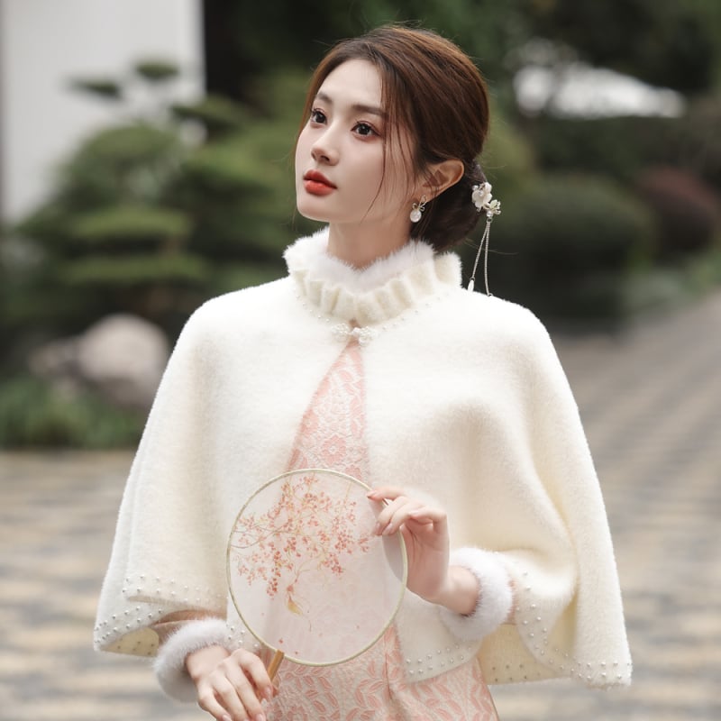 Пелерина шал, имитационен кашмир, едноцветен, модерен стил, топло за зима/есен/пролет