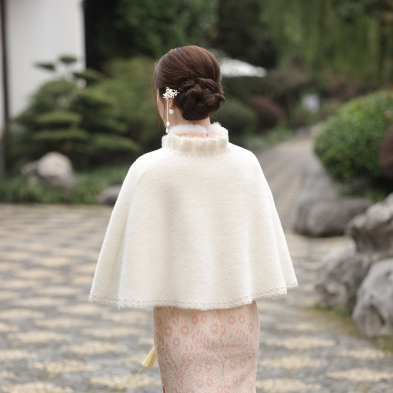 Пелерина шал, имитационен кашмир, едноцветен, модерен стил, топло за зима/есен/пролет