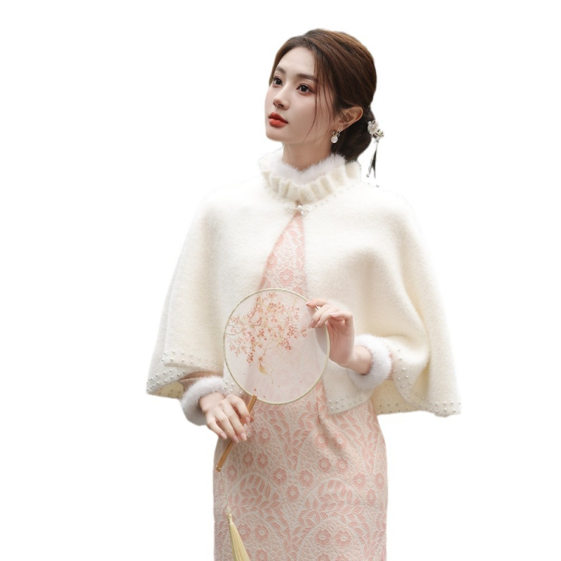 Пелерина шал, имитационен кашмир, едноцветен, модерен стил, топло за зима/есен/пролет