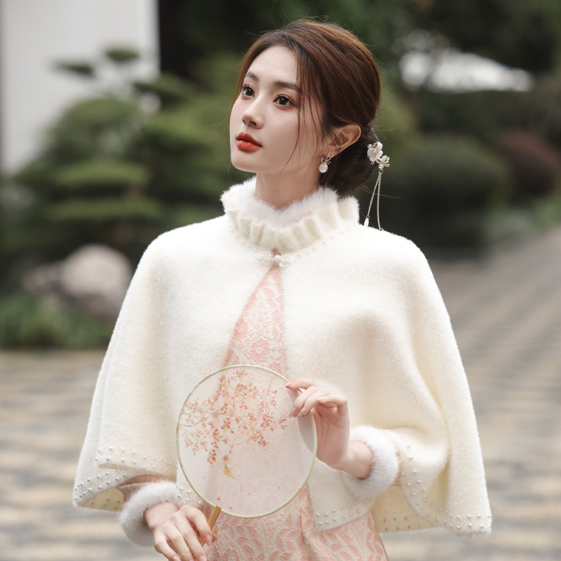 Пелерина шал, имитационен кашмир, едноцветен, модерен стил, топло за зима/есен/пролет