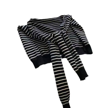 Šal s prugastim pletenjem, korejskog stila dekorativna lažna ovratnica, poliester, širina 43 cm, jednostavno tkanje