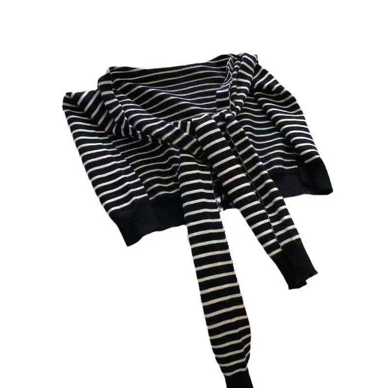 Šal s prugastim pletenjem, korejskog stila dekorativna lažna ovratnica, poliester, širina 43 cm, jednostavno tkanje